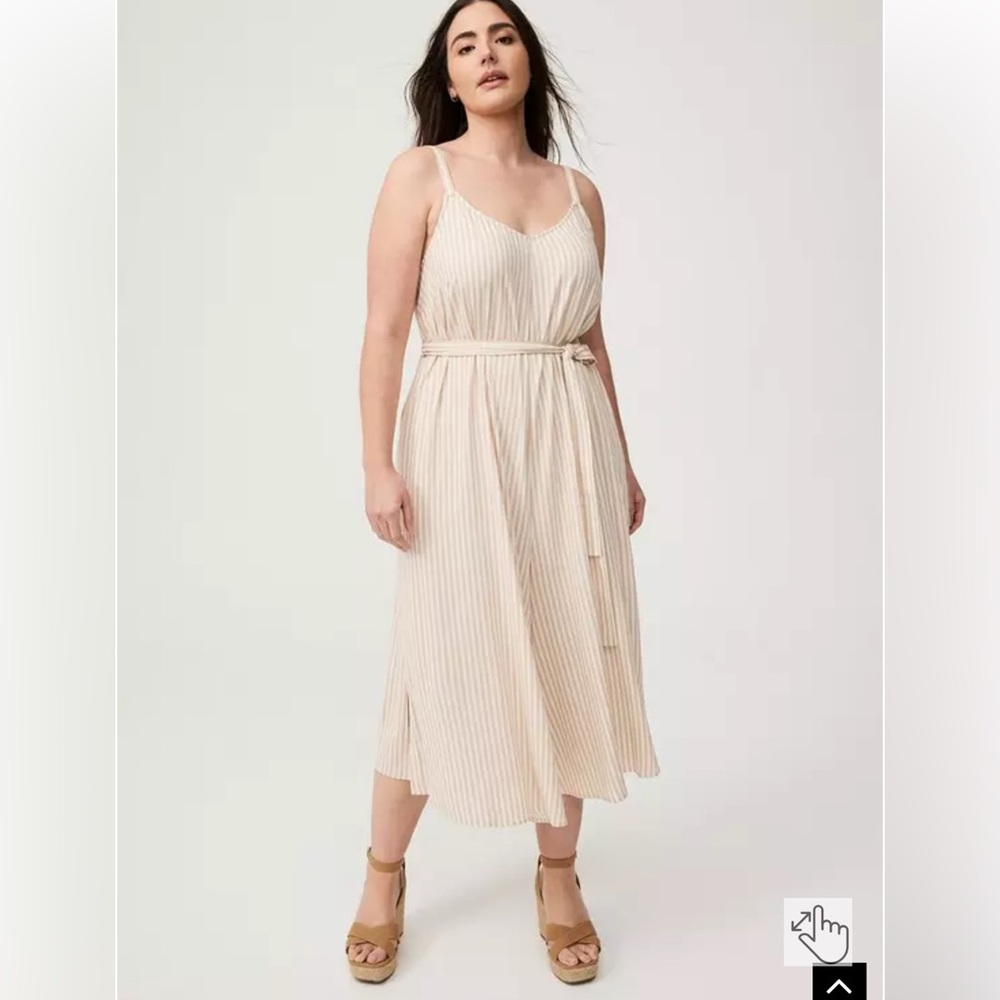 Torrid Beige Striped Jumpsuit NWT - Picture 2 of 9